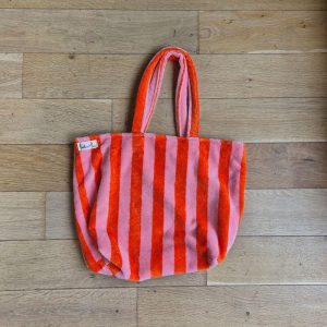 Madeleine et Marie vetements grossesse allaitement sac cabas plage raye orange vue face 2